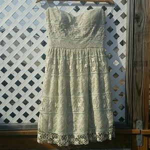 White Strapless Lace Dress